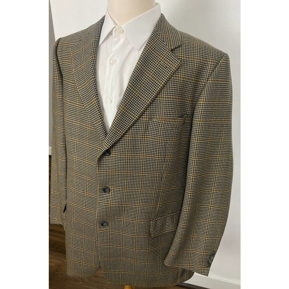 Carlo Barbera & C Italy houndstooth plaid virgin wool 3-button Germany blazer 46 - Picture 2 of 7
